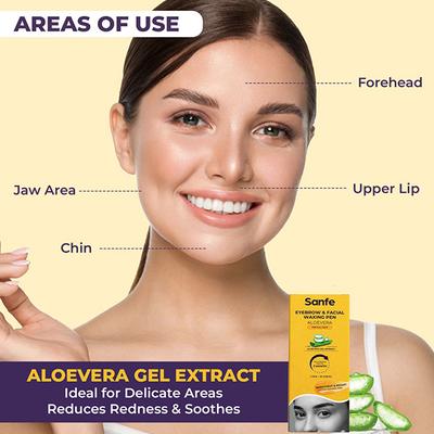 Sanfe Eyebrow & Facial Waxing Pen For Women, Reusable Up To 20 Time, Hair Removal Wax Pen, Up To 8 Weeks, 1 Pen + 10 Strips 1's - Hair Waxes