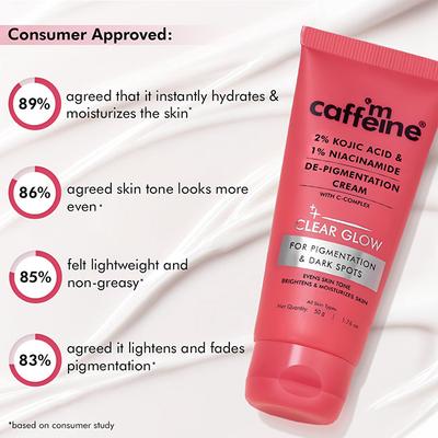 Mcaffeine 2% Kojic Acid and 1% Niacinamide De-Pigmentation Cream All Skin Tone 50 gm - Face Moisturizers