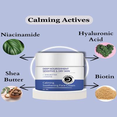 Dermistry Safe Cleansing Sensitive & Dry Skin Calming Face Wash 100 ml + Sensitive And Dry Skin Calming Soothening Face Cream 50 ml - Face Creams
