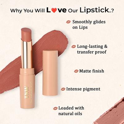 Tnw The Natural Wash Silky Matte Fusion Longstay Lip Color - Earthy Brown 3.5 gm - Lipsticks