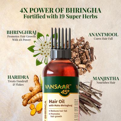 Vansaar 45+ Hair Oil with Maha Bhringraj 200 ml - Hair Oils