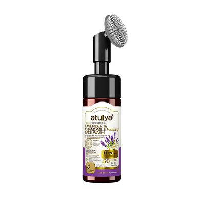 Atulya Lavender & Chamomile Foaming Face Wash With In-Built Soft Face Brush 150 ml - Scrubs & Exfoliants