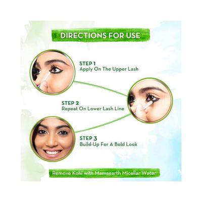 Mamaearth Charcoal Black Long Stay Kohl Kajal Black Waterproof With Castor Oil & Chamomile For 11Hour Smudge free Stay with Free Sharpener 1.2 gm - Kajal & Kohls