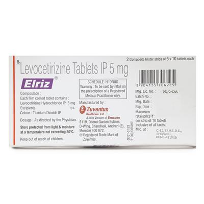 Elriz 5mg Tablet 10'S - Allergies-Ant