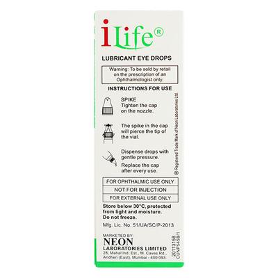 Ilife Lubricant 1.0% Eye Drops 10ml - Dry Eye-Olt