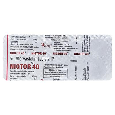 NIGTOR 40 Tablet 10's - High Cholesterol-Dys