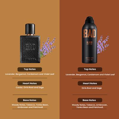 Diesel Bad Eau De Toilette 50ml + Bad All Over Body Spray 200ml 2's - Men Perfumes (Edt/Edp)