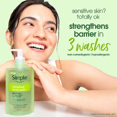 Simple Refreshing Facial Wash, 100% Soap-Free Perfect for Sensitive Skin 250 ml - Face Wash & Cleansers