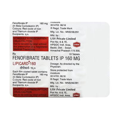 Lipicard 160mg Tablet 10'S - High Cholesterol-Dys