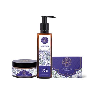 Luxuriate Combo Pack For Lavender Bath Salt 150 Gm, Lavender Soap 125 Gm, Fresh Body Wash 200ml 1's - Shower Gels & Body Wash