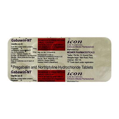Gabawin NT 75mg Tablet 10'S - Neuropathic Pain-Dru