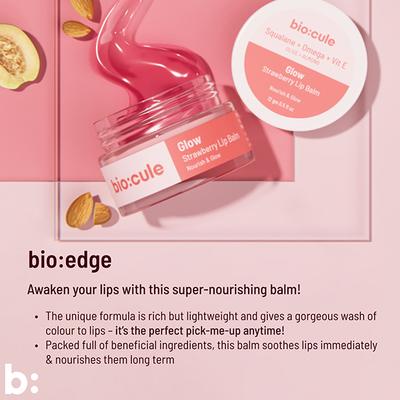Biocule Glow Lip Balm For Glowing Lips & Deep Moisturization, Strawberry Flavour, 100% Natural 12 gm - Lip Balms
