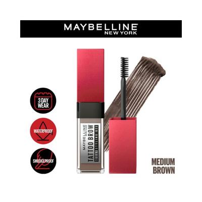 Maybelline Tattoo Brow 3 Day Styling Brow Gel Medium Brown Semi-Permanent Tinted Eyebrow Gel 6 ml - Eyebrow Pencils & Enhancers