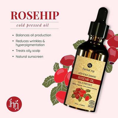 HM Herbal Me 100% Organic Rosehip Oil 50ml - Essential Oils