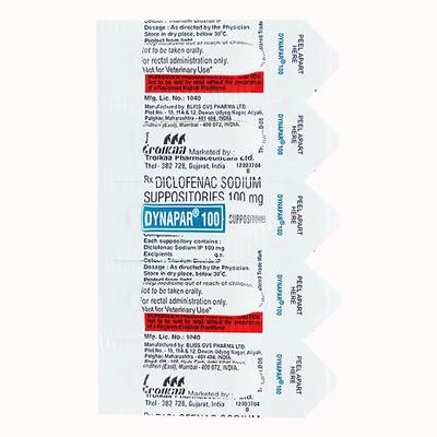 DYNAPAR 100mg Suppositories 5's - Pain relief-Nsa