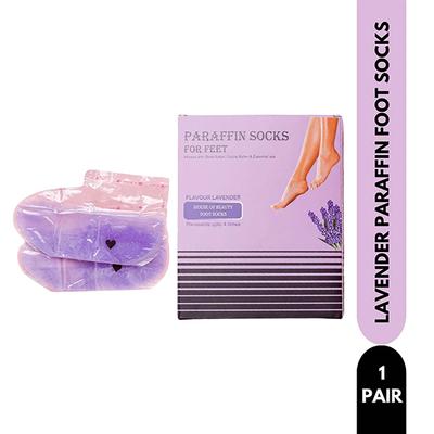 House of Beauty Lavender Paraffin Foot Socks Reusable For Home Pedicure For Smooth Feet (1Pair) 1's - Foot Creams & Lotions