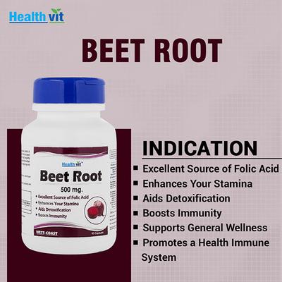 Healthvit Beet Root Capsules For Immunity Booster 60's - Vitamin C