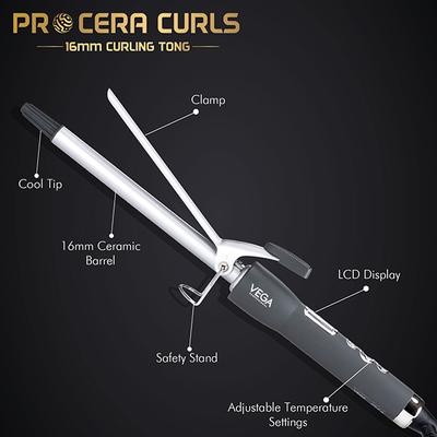 VEGA Professional Pro Cera Curls 16mm Barrel Hair Curler, (VPMCT-01) 1's - Rollers & Curlers