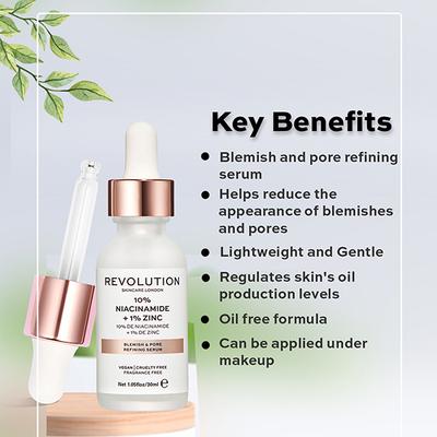 Revolution Skincare Blemish and Pore Refining Serum - 10% Niacinamide + 1% Zinc 30 ml - Face Serum