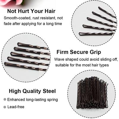 Bronson Professional Bobby Hair Pins 65mm with Storage Box Thick Black Ball Tip Metal 200's - Hair Clips/Bands
