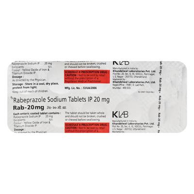 RAB 20mg Tablet 10'S - Ulcer/Reflux/Flatulence-Aaa