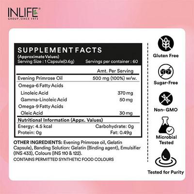 INLIFE Evening Primrose Oil 500 mg Capsules 60's - Women Health