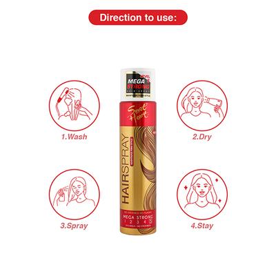 Sweet Heart Mega Strong Hair Spray 250 ml NEW - Hair Sprays & Mists