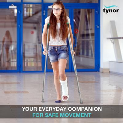 Tynor Auxiliary Crutch (L) (L 21) - Silver - Wheelchairs & Walking Sticks