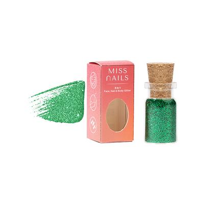 Miss Nails 3 In 1 Glitter I Am All Green 3 5 gm - Nail Polish