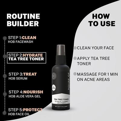 House of Beauty Tea Tree+Avocado Toner - Oily, Combination & Sensitive, Acne Prone Skin 30ml - Toners