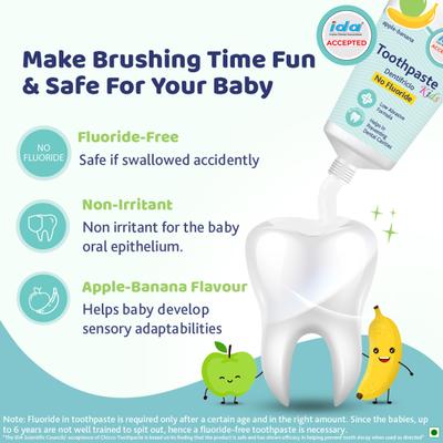 Chicco Kids Toothpaste (6 month to 6 yr) - Apple Banana 50 gm - Toothpaste