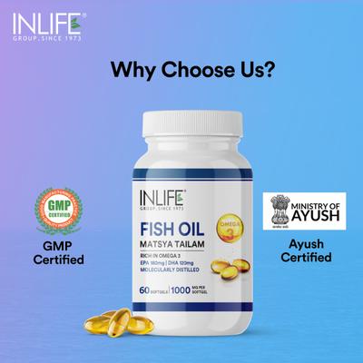INLIFE Fish Oil 1000 mg Softgel 60's - Omega Fish Oil Fatty Acids