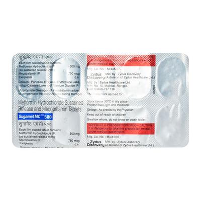 Sugamet MC 500mg Tablet 10'S - Diabetes-Ant