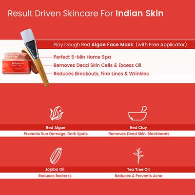 BrownSkin Beauty Play Dough Algae Face Mask with Free Applicator 50 ml - Face Packs