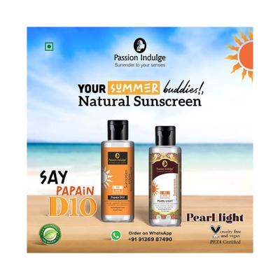 Passion Indulge Sunscreen Pearl Light Natural and Vegan Sun Lightning Formula With Uv Protection Sun Burn Protection Dermatologically Tested 200 gm - Face Sunscreen