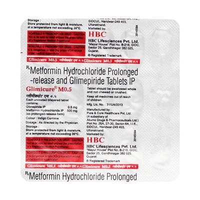 GLIMICURE M 0.5 Tablet 15's - Diabetes-Ant