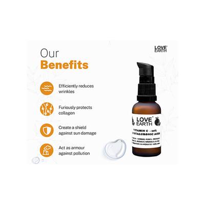 Love Earth Vitamin C Serum for Skin Hydration, Reduces Wrinkles & Hyperpigmentation with Pure 30 ml - Face Serum