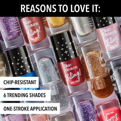 Blue Heaven Bling Nail Paint Hot Glam Edition 8ml Each 6's - Nail Polish