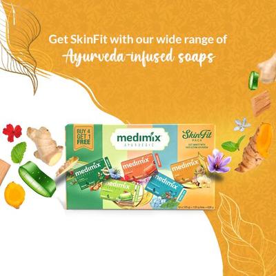 Medimix Ayurvedic Skinfit Bathing Soap (Pack Of 4 x 125 g) + 125 g Free - Personal Care (Ayush)