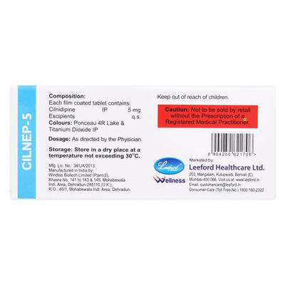 CILNEP 5 Tablet 10's - Hypertension-Cal