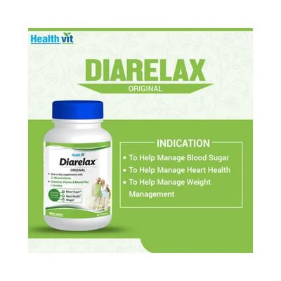Healthvit Diarelax Diabetes Care Supplement Supports Healthy Blood Glucose Levels -Tablets 60's - General Health