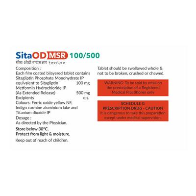 SITA OD MSR 100/500 Tablet 10's - Diabetes-Ant