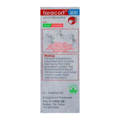 FORACORT 200 SYNCHROBREATHE WITH DOSE COUNTER 120md Inhaler 7.2g - Asthma/COPD-Ast
