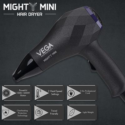 VEGA Professional Mighty Mini Hair Dryer for Men & Women with 2 Heat/Speed Settings (VPVHD-05) 1's - Hair Dryers