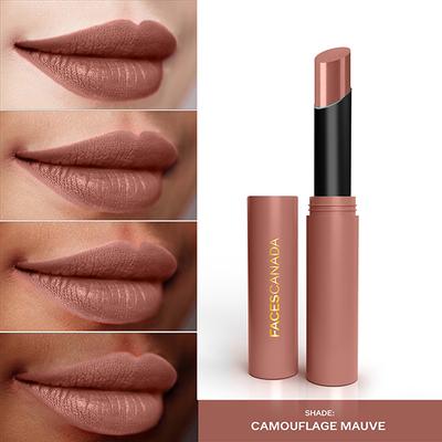 Facescanada Long Stay 3-In-1 Matte Lipstick Primer + Lip Balm Chamomile and Shea Butter Camouflage Mauve 07, 2gm - Lipsticks