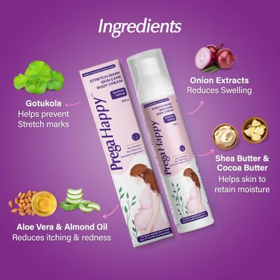 Prega Happy Stretch Mark Skin Care Body Cream 100 g - Stretch Mark Cream