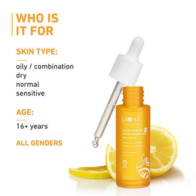Plum Thinkderma 2% Alpha Arbutin & Hyaluronic Acid Face Serum With Yuzu Lemon & Licorice 30 ml - Face Serum