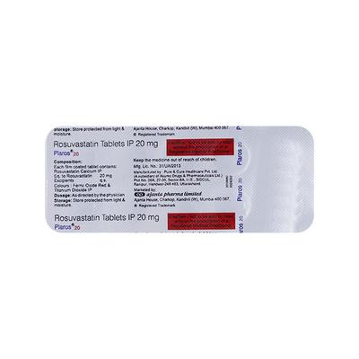 PLAROS 20mg Tablet 10's - High Cholesterol-Dys
