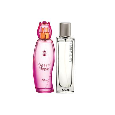Ajmal Desert Rose EDP Floral Oriental Perfume And Titanium EDP Citrus Spicy Perfume 200 ml - Perfumes (Edt/Edp)