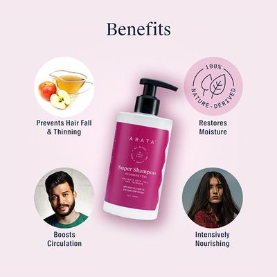 Arata Natural Regenerating 5 in 1 Anti-Hairfall Super Shampoo Prevents Hairfall & Thinning 300 ml - Shampoos